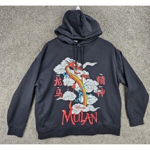 Disney Princess Grey Mulan Moo‎ Shu Chinese New Year Pullover Hoodie Women's XL